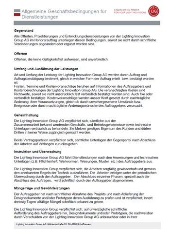 Allgemeine Geschäftsbedingungen für Dienstleistungen Allgemeine Geschäftsbedingungen für Dienstleistungen